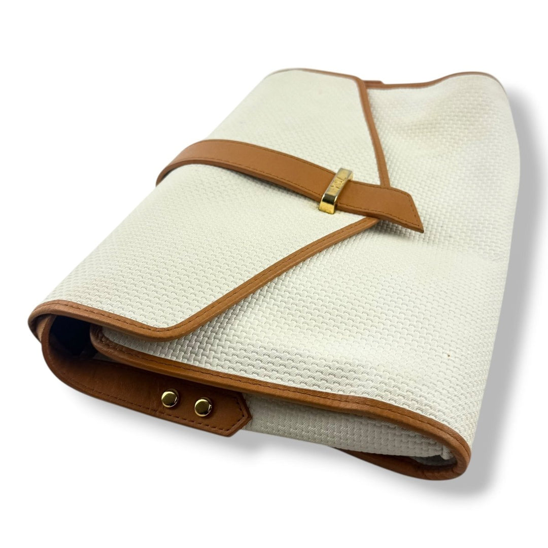 Saint Laurent YSL White/Brown Crossbody Handbag - Lux Central