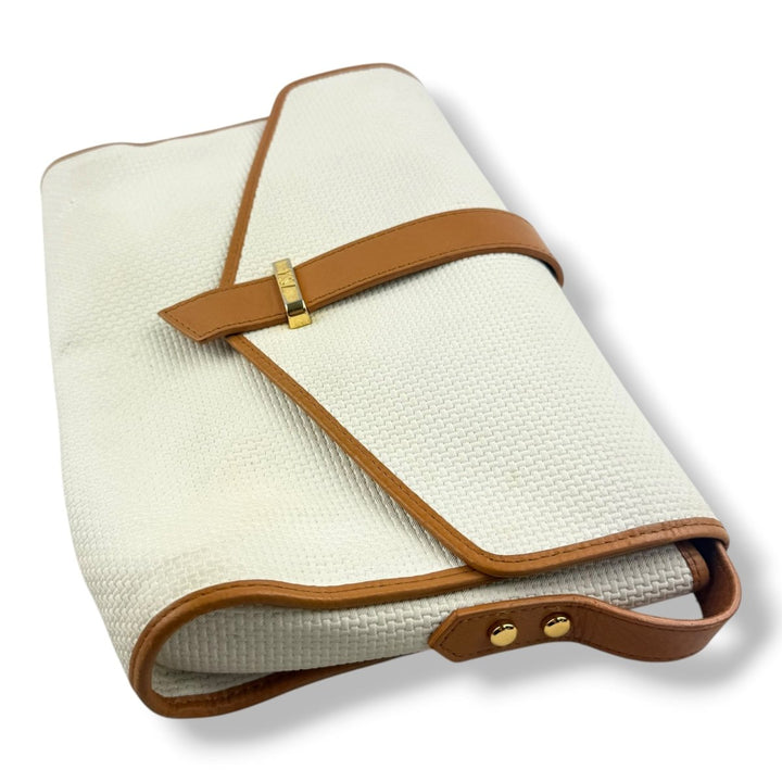 Saint Laurent YSL White/Brown Crossbody Handbag - Lux Central