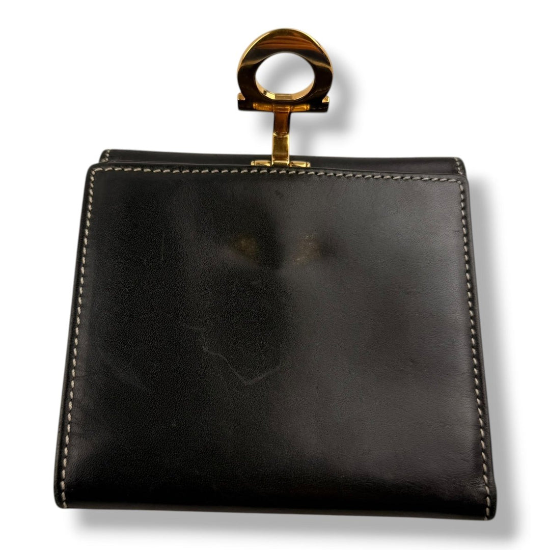 Salvatore Ferragamo Gancini black leather wallet - Lux Central