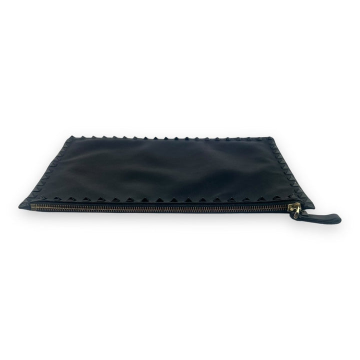 Valentino Rockstud Black/White Leather Clutch Bag - Lux Central