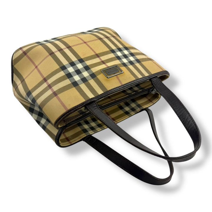 Vintage Burberry Nova Check Mini Beige Tote Handbag - Lux Central