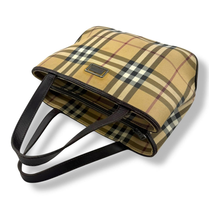 Vintage Burberry Nova Check Mini Beige Tote Handbag - Lux Central