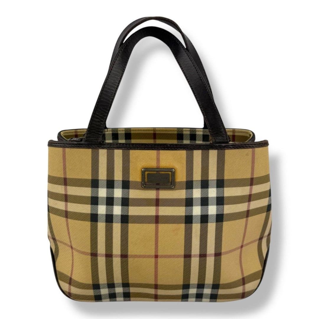 Vintage Burberry Nova Check Mini Beige Tote Handbag - Lux Central