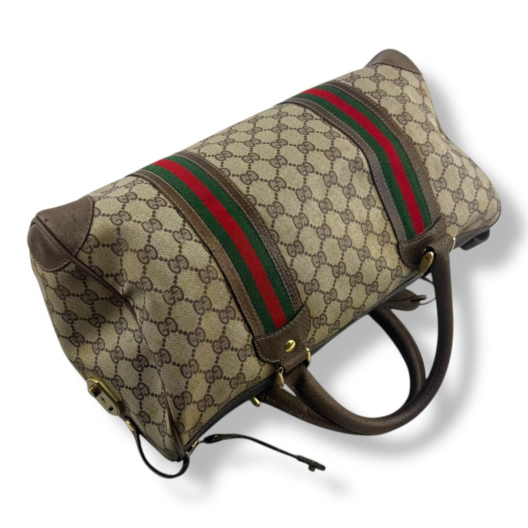 Vintage Gucci Beige GG Monogram Boston Canvas Bag - Lux Central