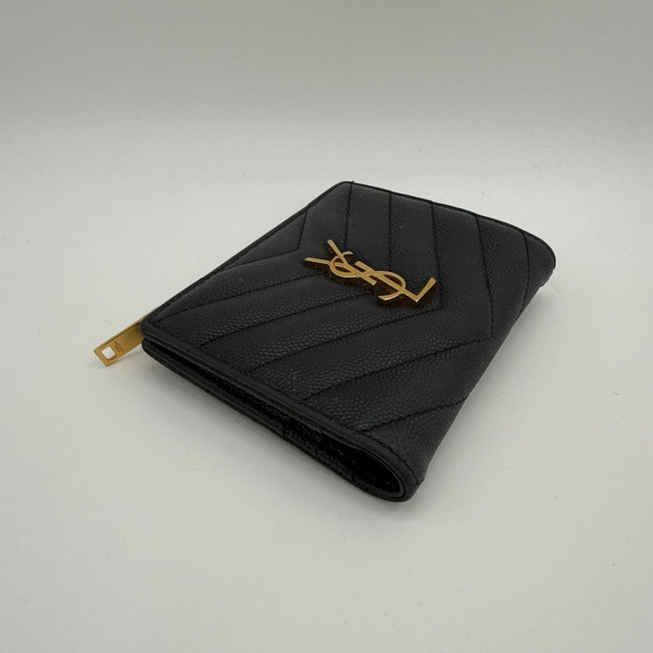 YSL Saint Laurent Black Cassandre Bifold Wallet - Lux Central