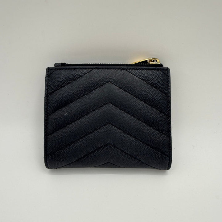 YSL Saint Laurent Black Cassandre Bifold Wallet - Lux Central