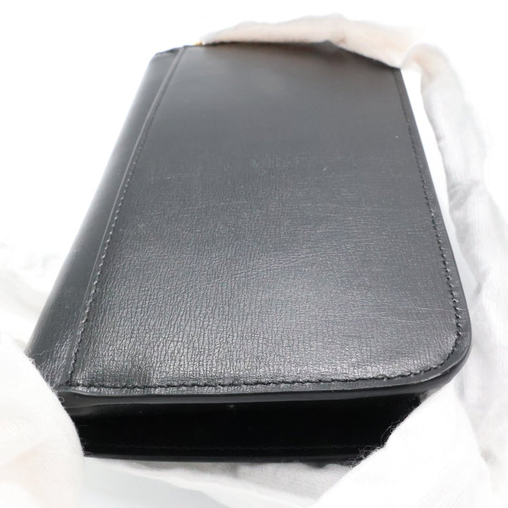 YSL Saint Laurent Black Smooth Leather Phone Holder Crossbody Pouch - Lux Central