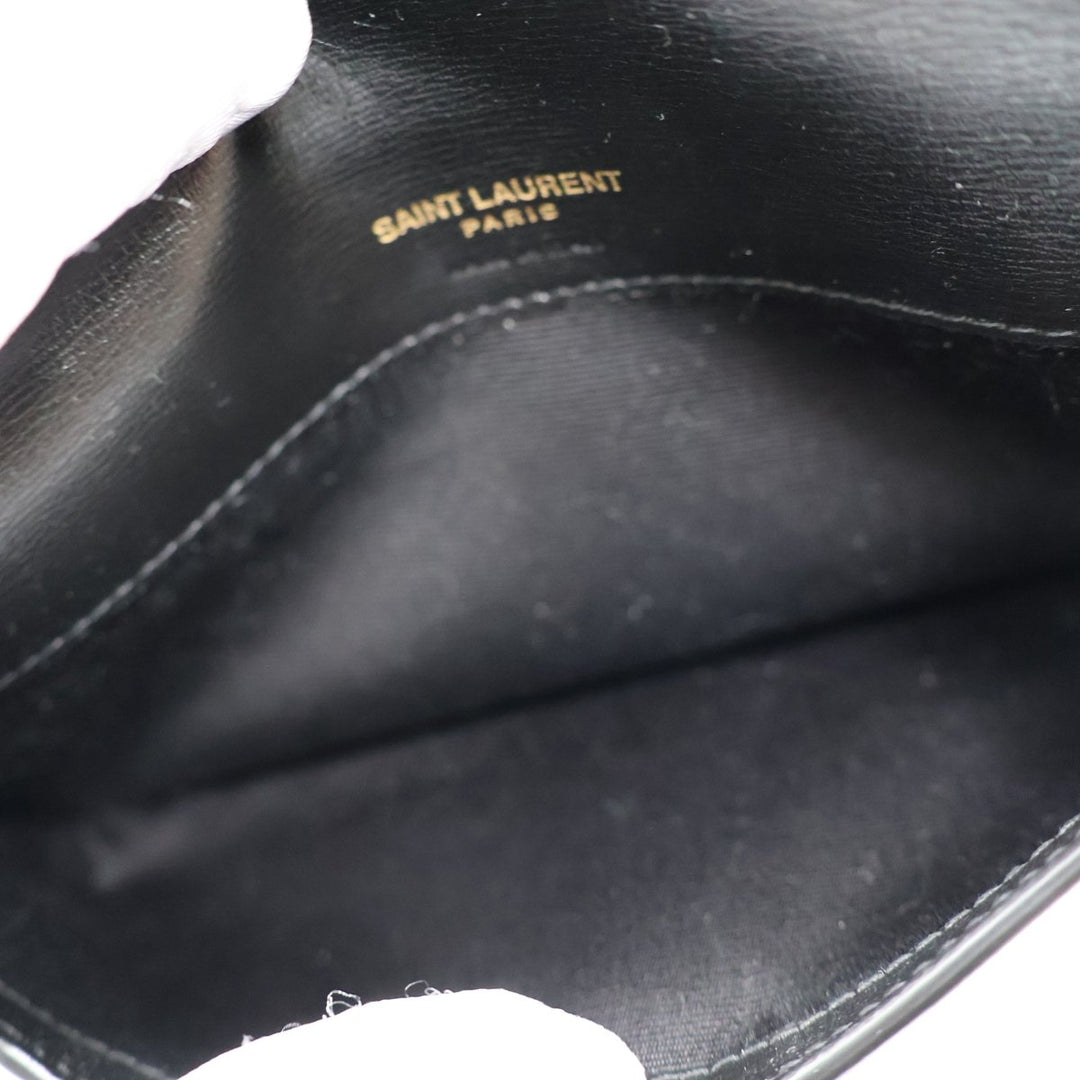 YSL Saint Laurent Black Smooth Leather Phone Holder Crossbody Pouch - Lux Central