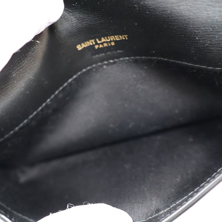 YSL Saint Laurent Black Smooth Leather Phone Holder Crossbody Pouch - Lux Central