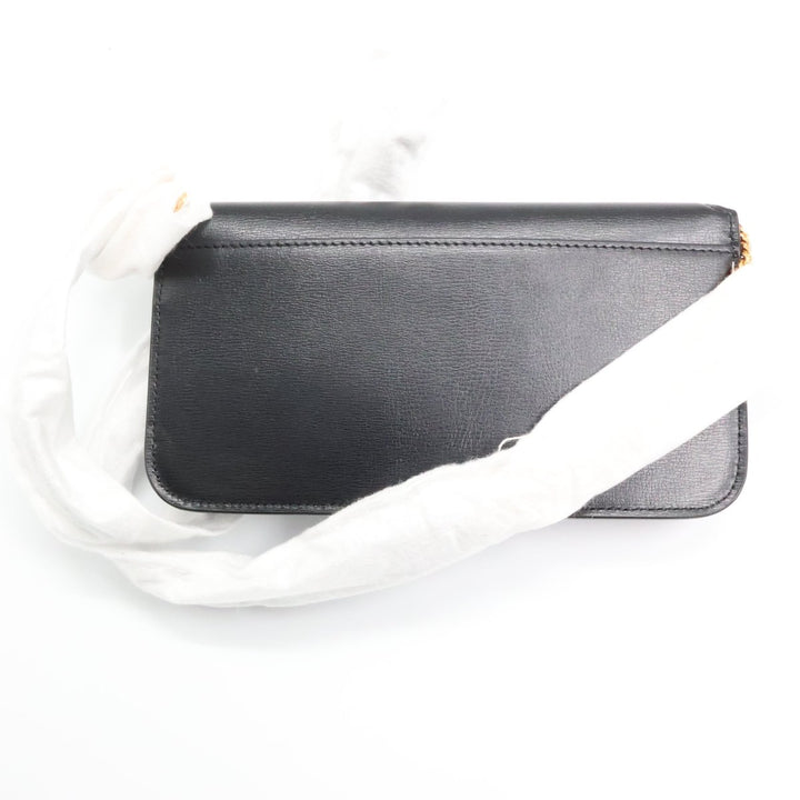 YSL Saint Laurent Black Smooth Leather Phone Holder Crossbody Pouch - Lux Central