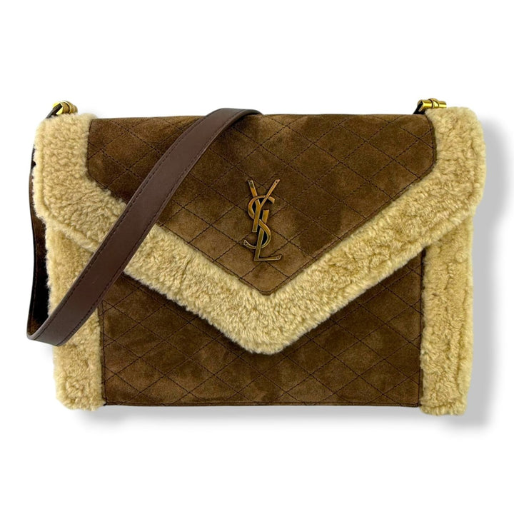 YSL Saint Laurent Gaby Brown Suede Shoulder Bag - Lux Central