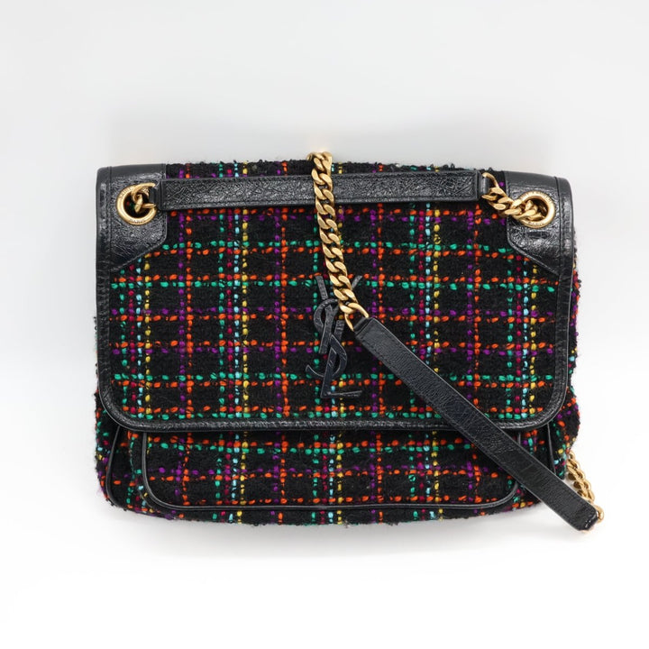 YSL Saint Laurent Niki Tweed Multicolour Shoulder Bag - Lux Central